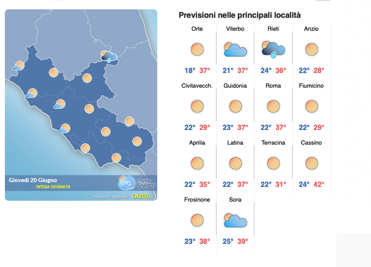 Il meteo del 20 giugno: Minosse alla massima potenza, ma arrivano le nuvole Il meteo del 20 giugno: Minosse alla massima potenza, ma arrivano le nuvole