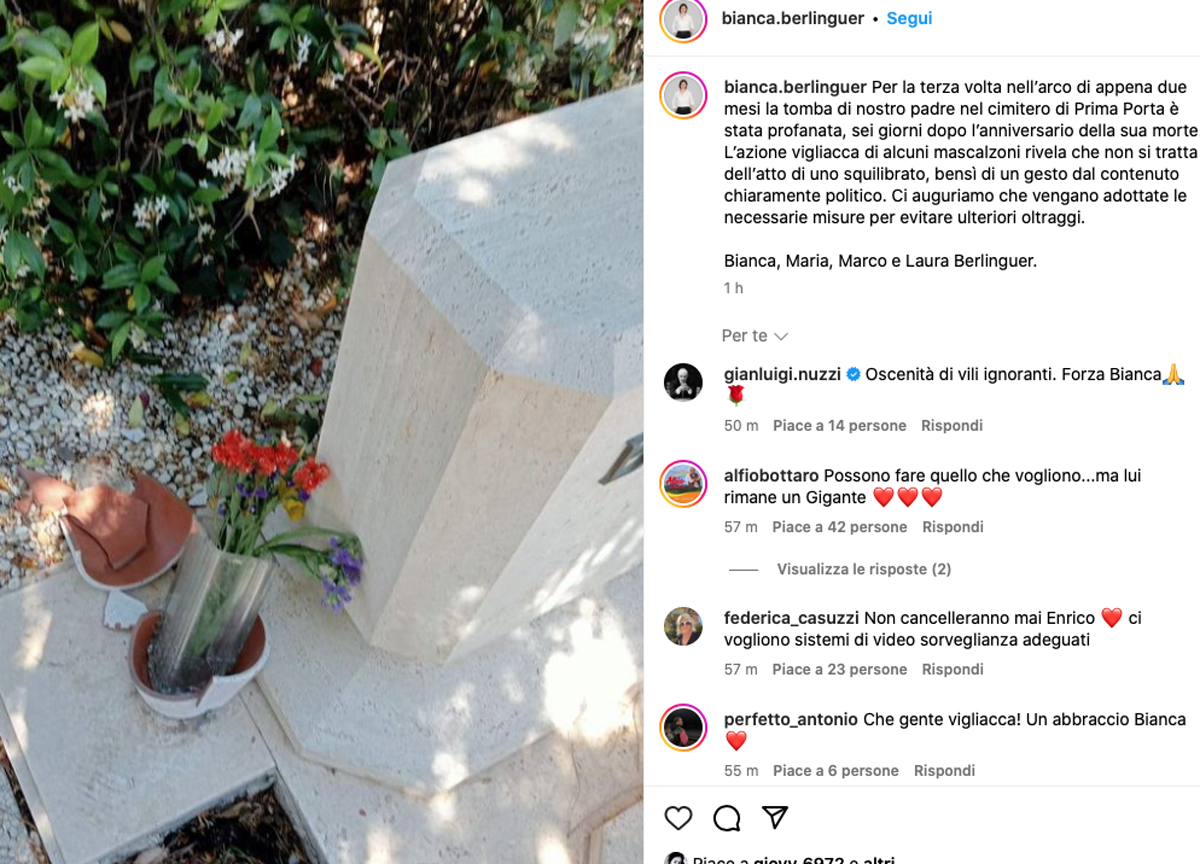 Berlinguer, per le profanazioni alla tomba la Procura avvia un’indagine Berlinguer, per le profanazioni alla tomba la Procura avvia un’indagine
