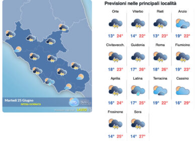 Il meteo del 25 giugno: nubi sparse e temperature in calo, poi torna il sole