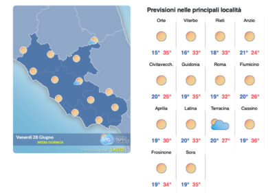 Il meteo del 28 giugno: torna il mega caldo, temperature di nuovo oltre i 35°C