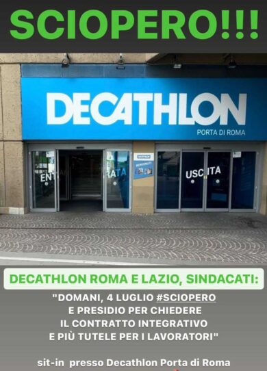 A Roma e nel Lazio sciopera Decathlon: “Più tutele e contratto integrativo”
