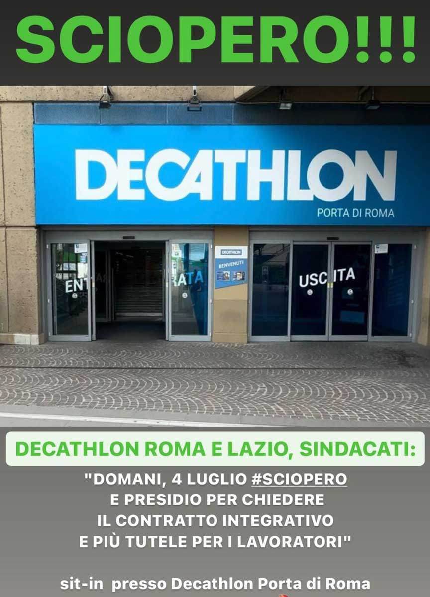 A Roma e nel Lazio sciopera Decathlon: “Più tutele e contratto integrativo” A Roma e nel Lazio sciopera Decathlon: “Più tutele e contratto integrativo”
