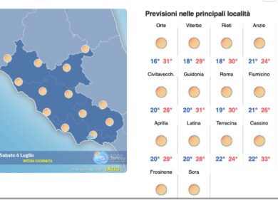 Il meteo del 6 luglio: tanto sole e temperature massime sopra i 30° gradi