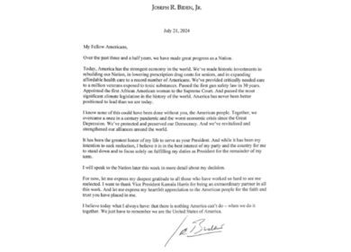 Usa 2024, Joe Biden si ritira dalla corsa per le Presidenziali