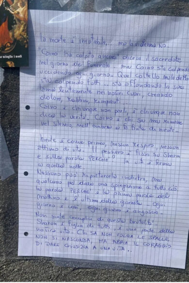 Omicidio Sharon, “uomo in bici in contromano”. Il supertestimone svela dettagli inediti. E spunta anche una lettera anonima
