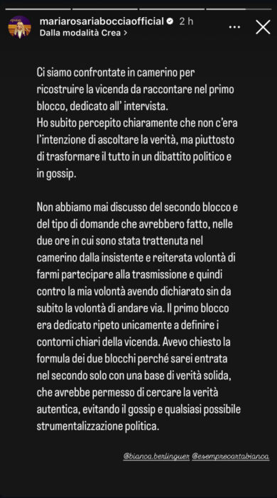 Boccia e il forfait a Bianca Berlinguer a “È sempre Cartabianca”: “Volevano trasformare tutto in gossip e politica”