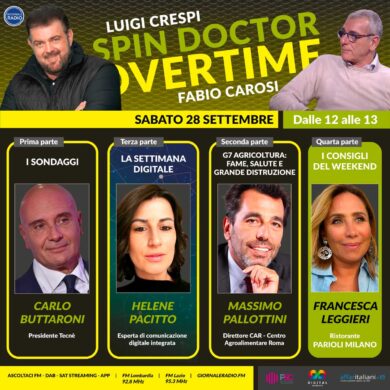 Spin Doctor raddoppia: con Luigi Crespi due giorni di grandi ospiti. A Giornaleradio, Albertini, Barbano e Feltri