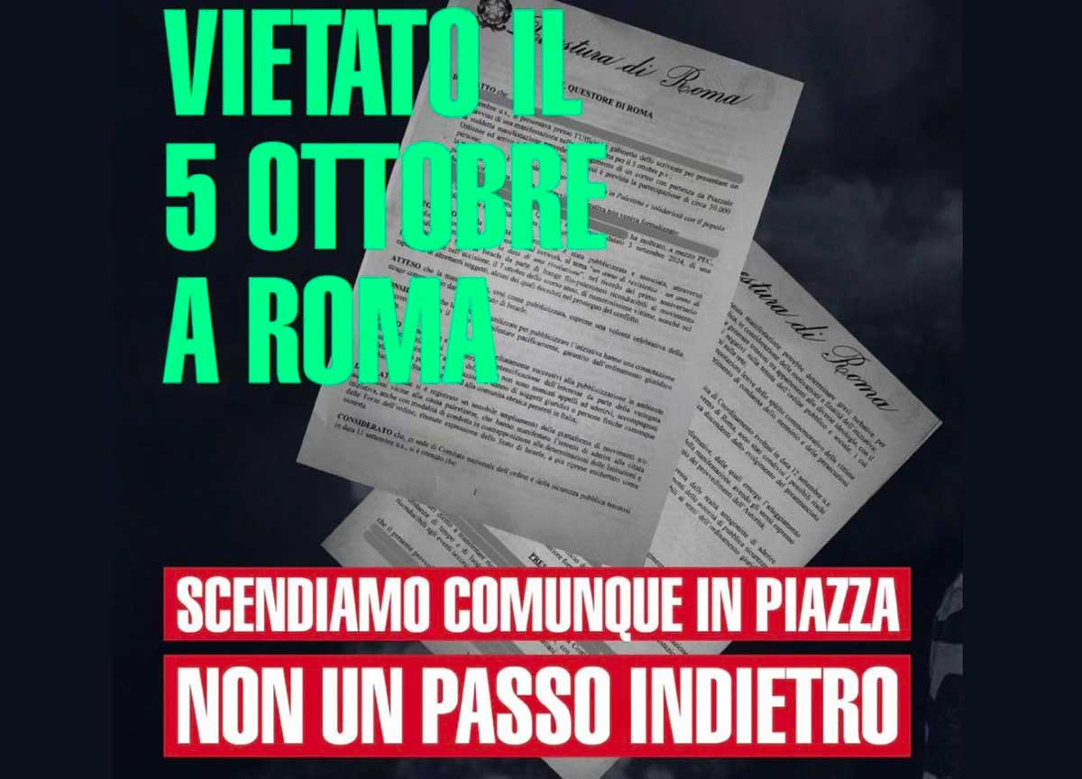 Corteo Pro Palestina 5 ottobre: tensione altissima, il nuovo Questore blinda Roma. I Comitati: “Ci saremo”