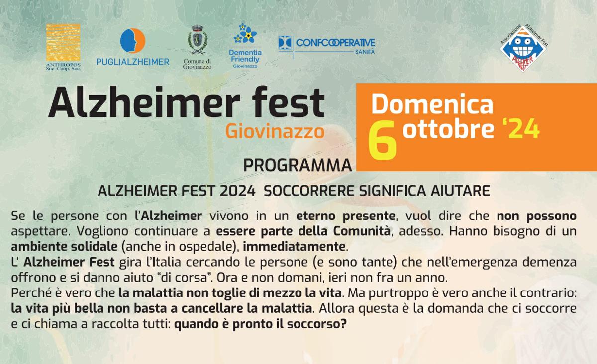 Giovinazzo (Ba), ‘Alzheimer Fest 2024’ – Il Programma