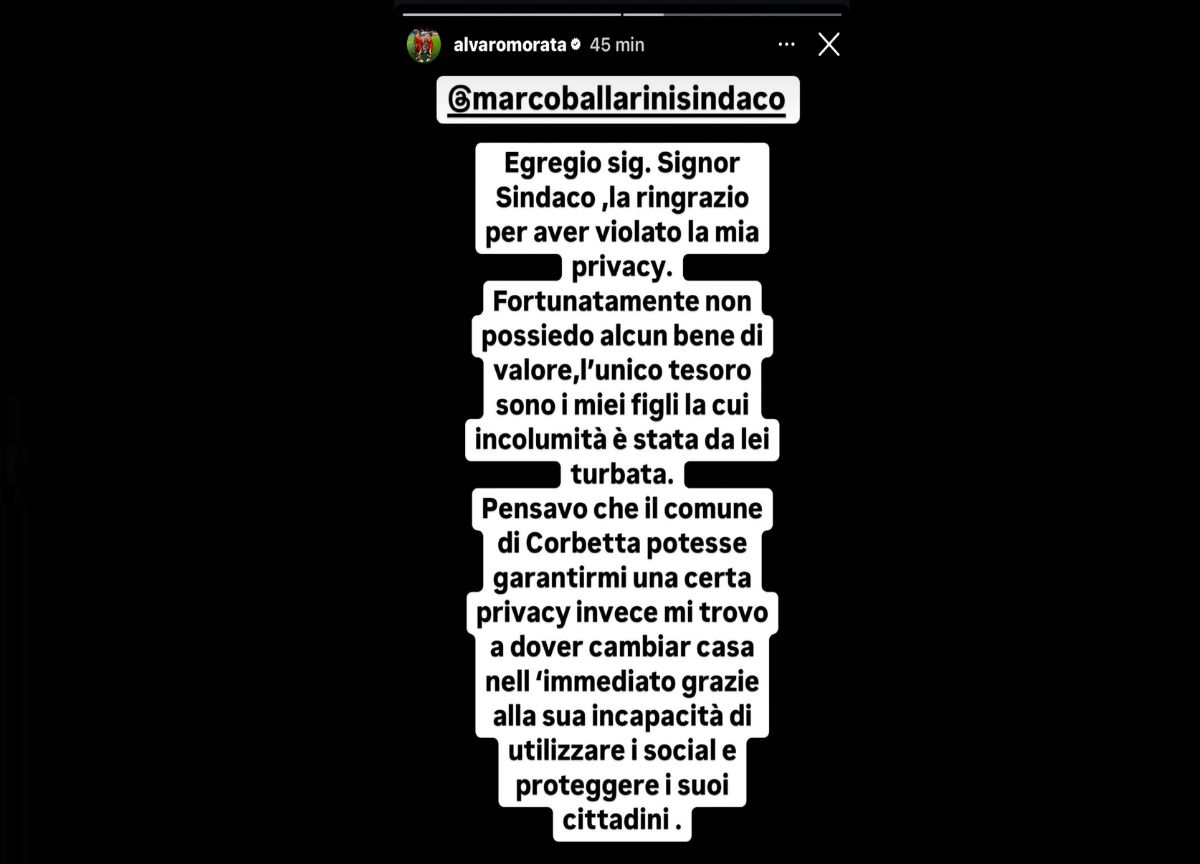 Morata infuriato per il benvenuto social a Corbetta: “Privacy violata”. Il sindaco: “Reazione scomposta” Morata infuriato per il benvenuto social a Corbetta: “Privacy violata”. Il sindaco: “Reazione scomposta”