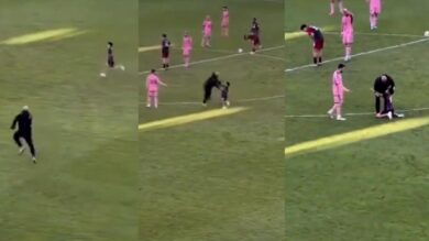 Messi, un bambino invade il campo per abbracciarlo: la reazione del bodyguard diventa virale. Ecco che cosa è successo
