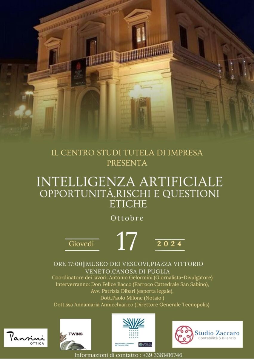 AI – Opportunità, Rischi e Questioni Etiche. Canosa, Museo dei Vescovi