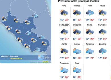 Meteo Roma 24 ottobre: al mattino cielo coperto poi pioggia e forti temporali ma venerdì torna il sole e 24 gradi