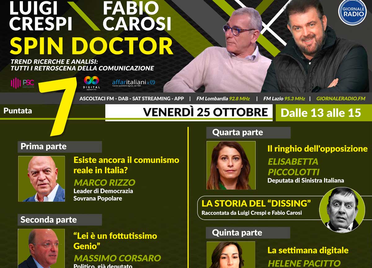 Politica, cultura, attualità senza filtri: Spin Doctor e Overtime, gli  appuntamenti di GiornaleRadio di Luigi Crespi e Fabio Carosi