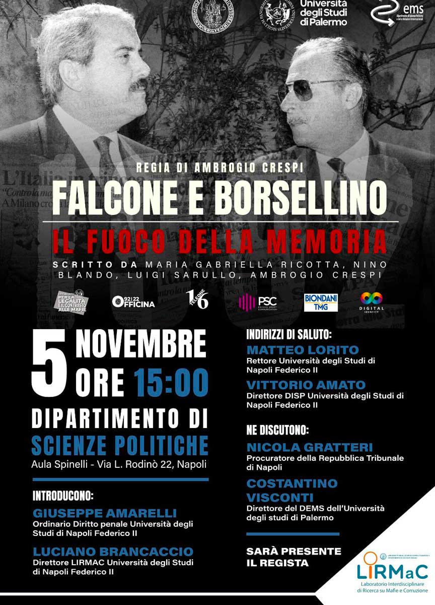 Cinema d’autore: alla Federico II Ambrogio Crespi e Nicola Gratteri si confrontano sul Fuoco della Memoria, il docufilm su Falcone e Borsellino Cinema d’autore: alla Federico II Ambrogio Crespi e Nicola Gratteri si confrontano sul Fuoco della Memoria, il docufilm su Falcone e Borsellino