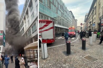 Milano, incendio in corso Vittorio Emanuele. VIDEO