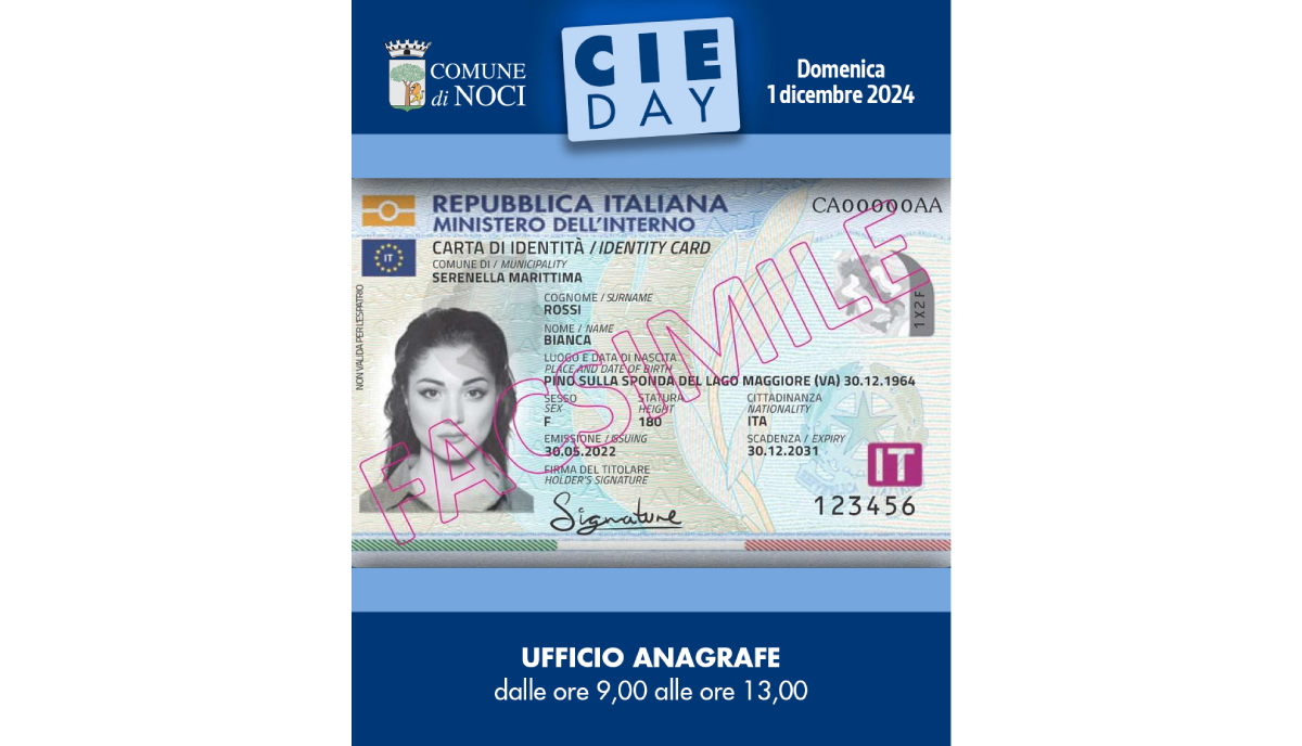 Comune di Noci celebra il CIE Day: una giornata dedicata alla Carta d’Identità Elettronica Comune di Noci celebra il CIE Day: una giornata dedicata alla Carta d’Identità Elettronica
