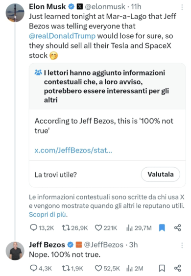 La lite Musk-Bezos su X fatta apposta per rilanciare il suo social