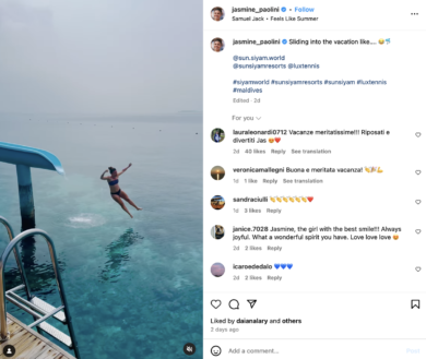 Jasmine Paolini e le sue vacanze alle Maldive | video