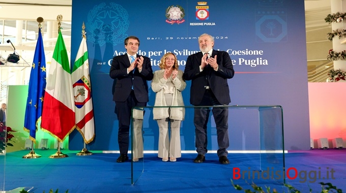 Firma accordo per lo Sviluppo e la Coesione del Governo Italiano con la Regione Puglia