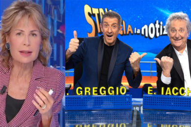Ascolti tv, Lilli Gruber-Otto e Mezzo scende (e Del Debbio…). Striscia la Notizia? Con Greggio-Iacchetti ora accelera. Amadeus-De Martino…