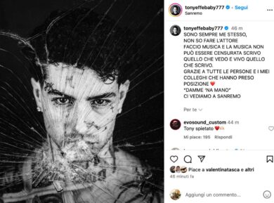 Tony Effe: la beffa, passerella a Sarà Sanremo col nuovo brano “Damme ‘na mano” come ambasciatore della romanità