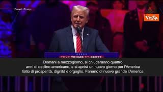 Trump al comizio pre insediamento incita la folla: “Abbiamo vinto, riprendiamo il Paese”. VIDEO