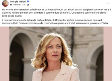 Carcere duro ai mafiosi, Meloni sui social: “Nessun cedimento”