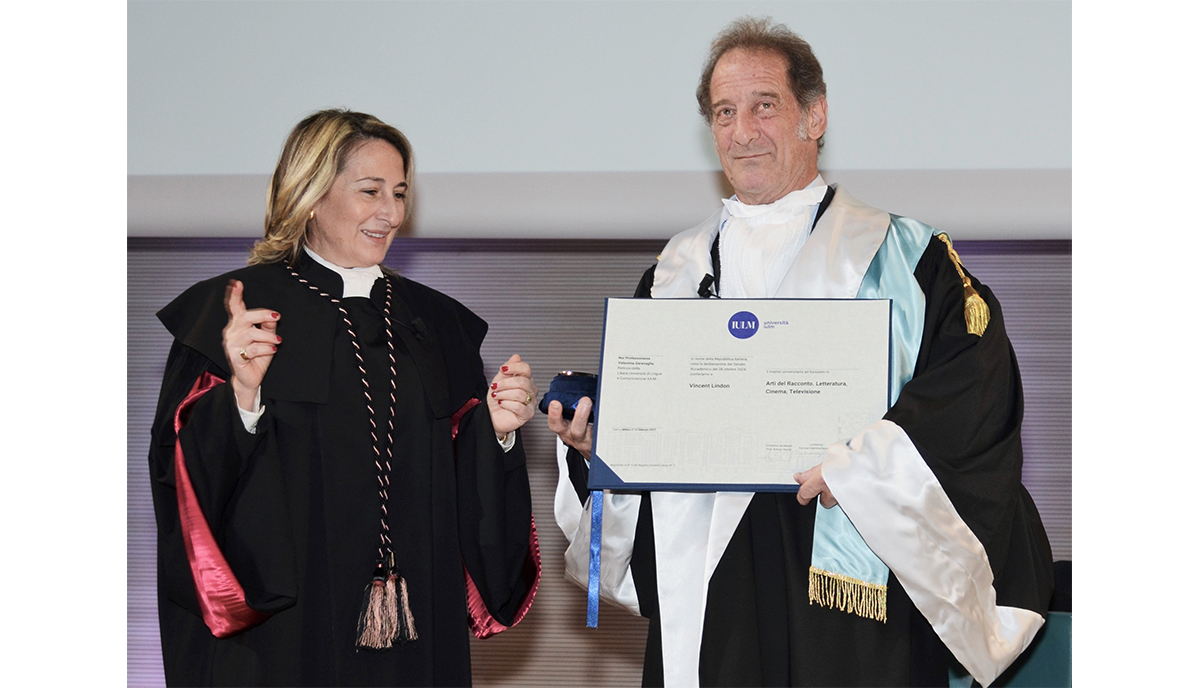Lindon attore del contemporaneo Master ad honorem  alla IULM