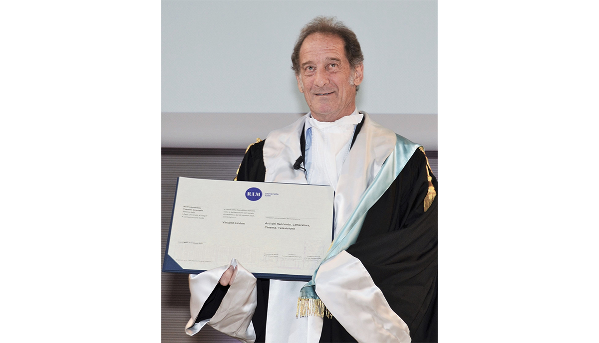 Lindon attore del contemporaneo Master ad honorem  alla IULM