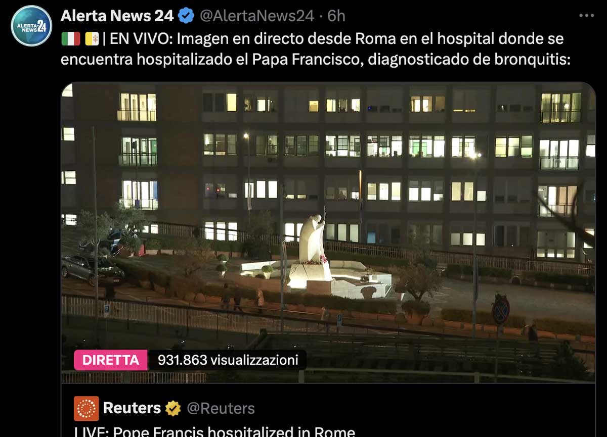Papa Francesco, un milione di persone segue la diretta dal Gemelli di Roma Papa Francesco, un milione di persone segue la diretta dal Gemelli di Roma
