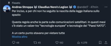Ddl Spazio, Musk e FdI feeling al capolinea? Stroppa accusa: “Intese col Pd, non chiamateci più”
