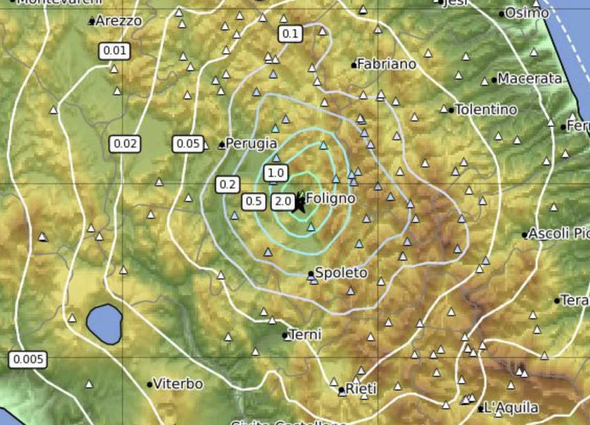 L’Umbria trema, terremoto con epicentro a Foligno: magnitudo 3.5. Scuole chiuse