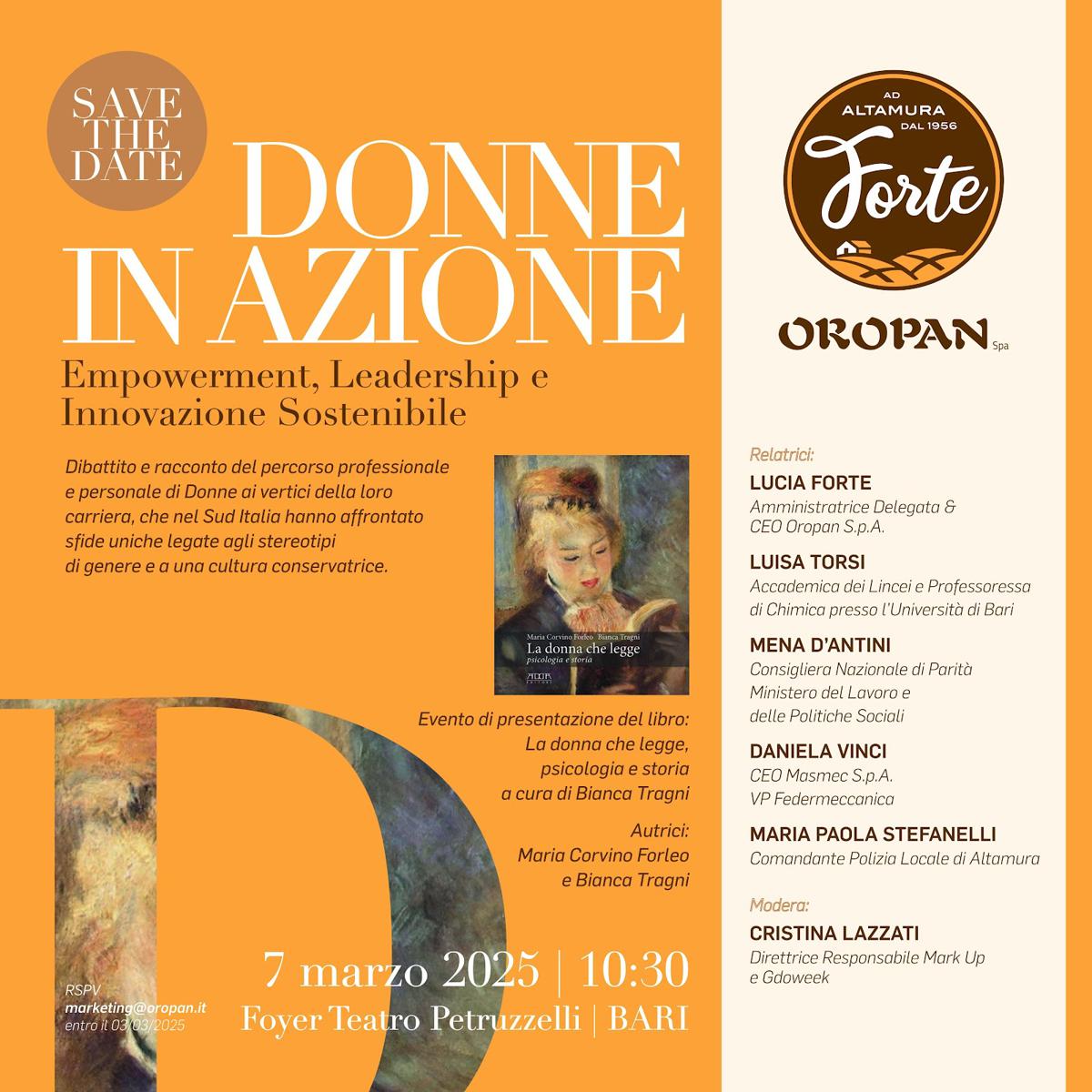 Oropan, ‘Donne in azione’: valorizzare e stimolare parità di genere