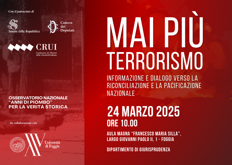 Vittime del terrorismo, Unifg: porte chiuse alla pacificazione