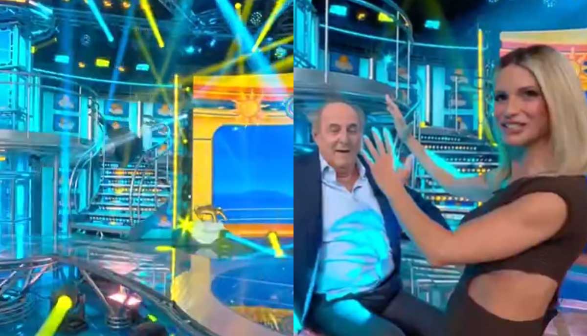 Gerry Scotti cade dalle scale di Striscia. La reazione di Michelle Hunziker è da vera amica. VIDEO Gerry Scotti cade dalle scale di Striscia. La reazione di Michelle Hunziker è da vera amica. VIDEO