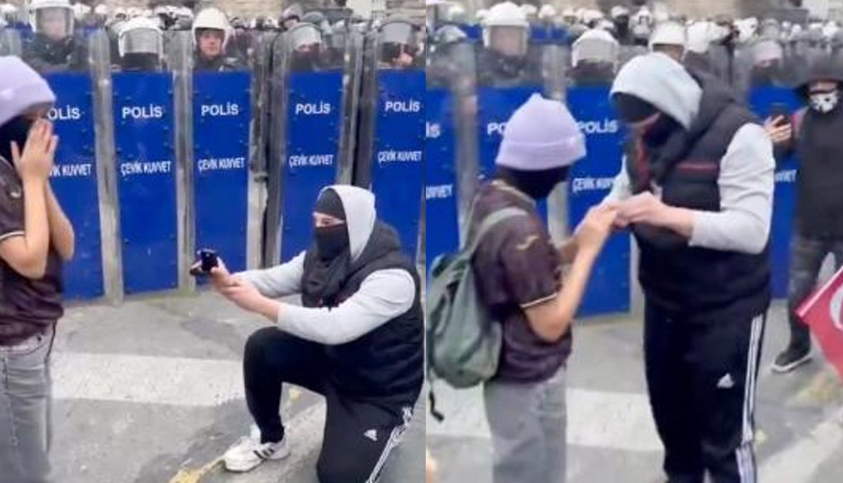 Turchia, nel caos delle proteste “vince” l’amore: ragazzo chiede alla fidanzata di sposarlo Turchia, nel caos delle proteste “vince” l’amore: ragazzo chiede alla fidanzata di sposarlo