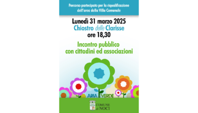 Comune di Noci: parte il percorso partecipato ‘Aria e Verde’ per la riqualificazione della Villa Comunale e di via Siciliani