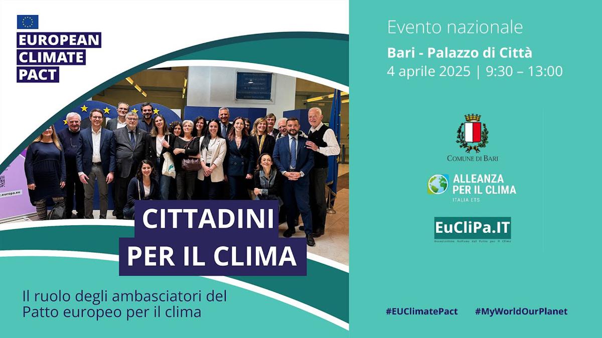 Bari, “Cittadini per il Clima – Il ruolo degli Ambasciatori del Patto Europeo per il Clima”