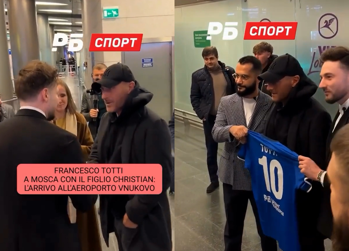 Totti sbarca in Russia per l’International RB Award: l’arrivo dell’ex capitano della Roma all’aeroporto di Mosca Totti sbarca in Russia per l’International RB Award: l’arrivo dell’ex capitano della Roma all’aeroporto di Mosca
