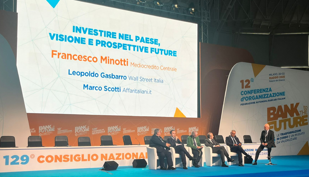 Mediocredito Centrale al 129° Consiglio Nazionale FABI: un dialogo con l’AD Francesco Minotti e il Direttore di Affaritaliani Marco Scotti Mediocredito Centrale al 129° Consiglio Nazionale FABI: un dialogo con l’AD Francesco Minotti e il Direttore di Affaritaliani Marco Scotti