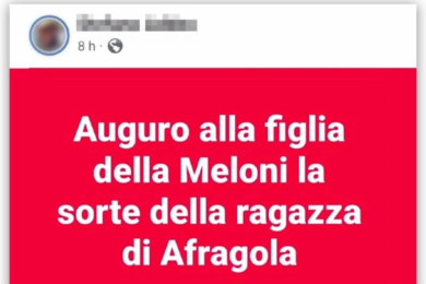 Minacce social alla figlia di Meloni, identificato l’autore: è un professore campano