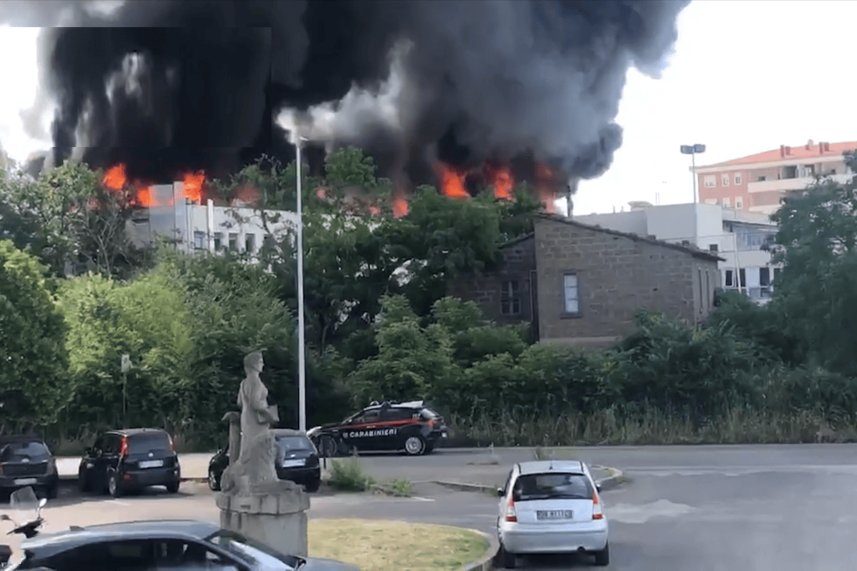 Maxi incendio all’Università della Tuscia. Rogo nella facoltà di Agraria. Video