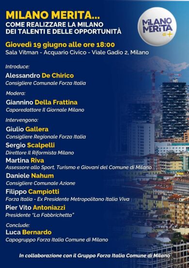Milano Merita, Gallera lancia il confronto tra moderati e riformisti: “Cerchiamo sintonie sul futuro della città”