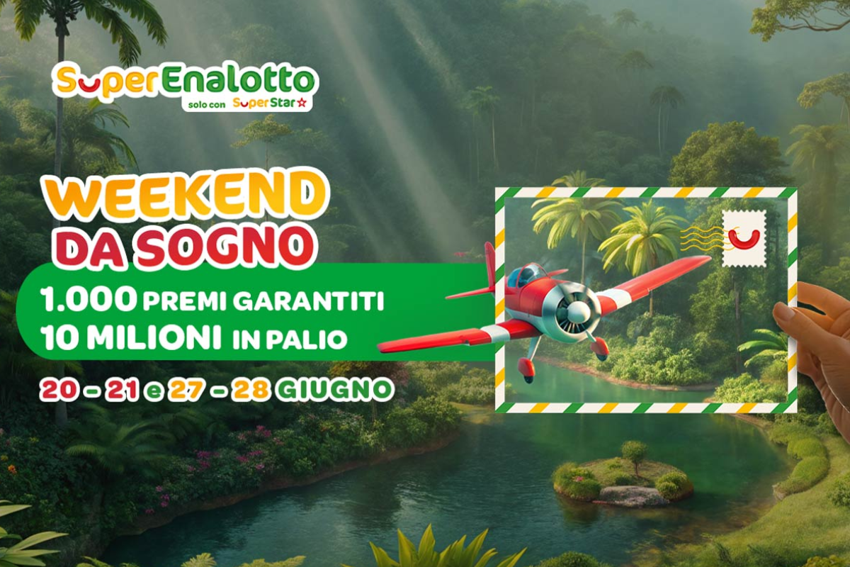 Sisal, SuperEnalotto: al via l’iniziativa “Weekend da sogno” per l’estate con €10 milioni di montepremi totale Sisal, SuperEnalotto: al via l’iniziativa “Weekend da sogno” per l’estate con €10 milioni di montepremi totale