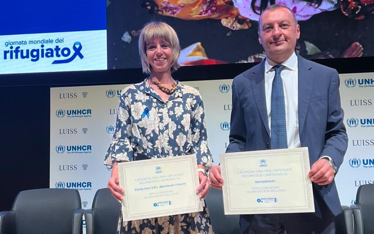 Openjobmetis e Family Care ricevono il premio “Welcome. Working for Refugee Integration 2024” dell’UNHCR Openjobmetis e Family Care ricevono il premio “Welcome. Working for Refugee Integration 2024” dell’UNHCR