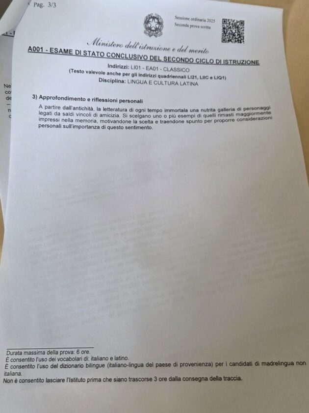 Seconda prova maturità 2025, da Cicerone a Cartesio: ecco i testi integrali di tutte le tracce – FOTO