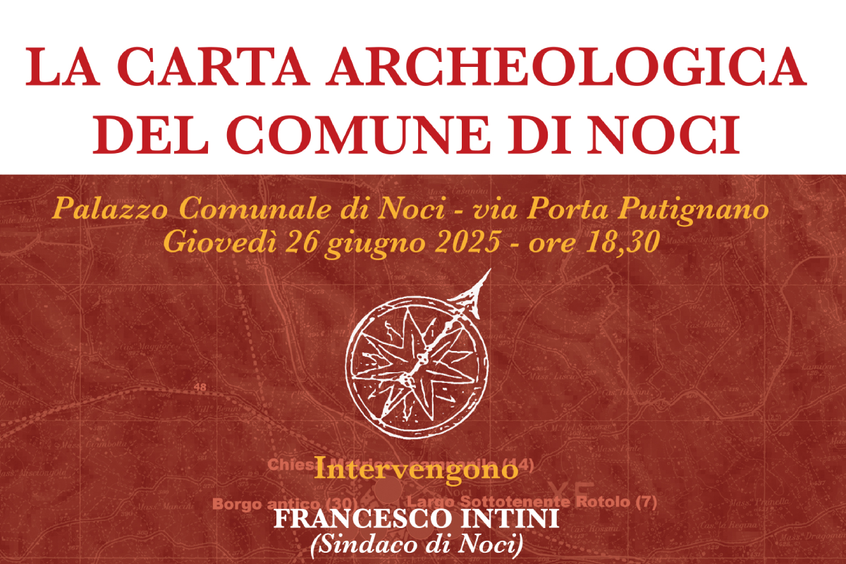 Comune di Noci, la Carta Archeologica del paese raccontata in un incontro pubblico Comune di Noci, la Carta Archeologica del paese raccontata in un incontro pubblico