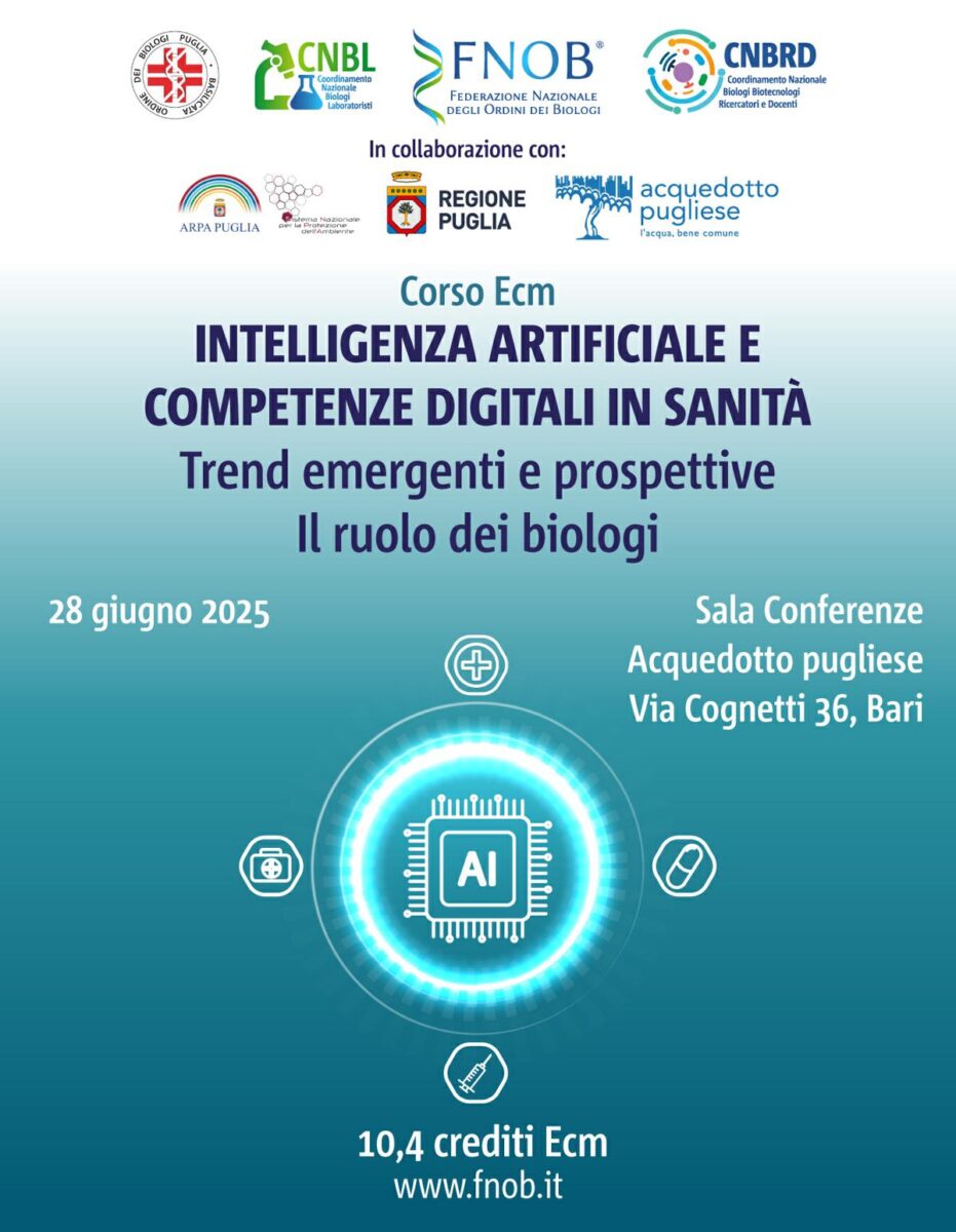 FNOB a Bari ‘AI e Competenze Digitali in Sanità. Il Ruolo dei Biologi’