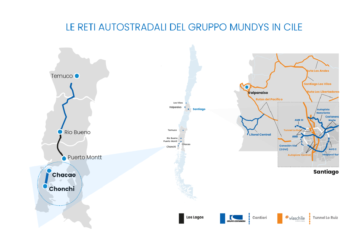 Mundys rafforza la presenza in Cile: aggiudicata la tratta Chacao–Chonchi della Ruta 5 Mundys rafforza la presenza in Cile: aggiudicata la tratta Chacao–Chonchi della Ruta 5